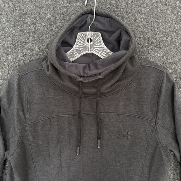 Under Armour Featherweight Slouchy Hoodie Women's Medium Gray Funnel Neck Pocket - Picture 2 of 9